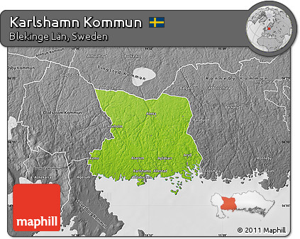 Physical Map of Karlshamn Kommun, desaturated