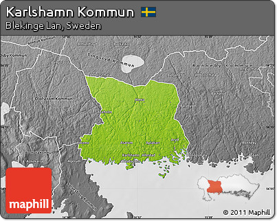 Physical Map of Karlshamn Kommun, desaturated