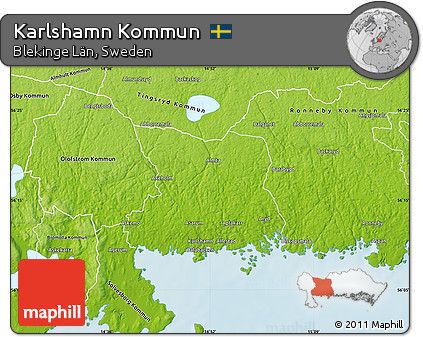 Physical Map of Karlshamn Kommun
