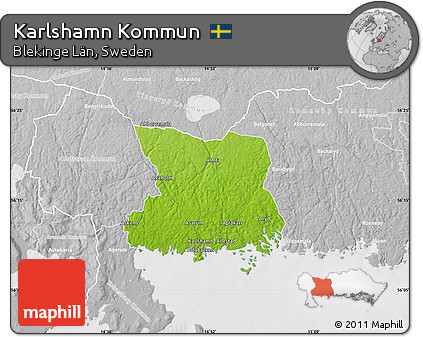 Physical Map of Karlshamn Kommun, lighten, desaturated