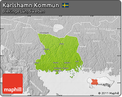 Physical Map of Karlshamn Kommun, lighten, desaturated
