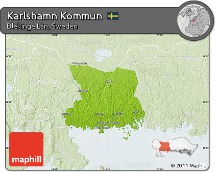 Physical Map of Karlshamn Kommun, lighten