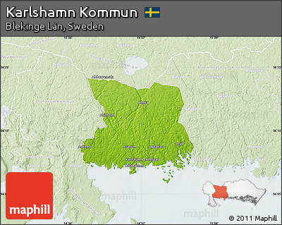 Physical Map of Karlshamn Kommun, lighten