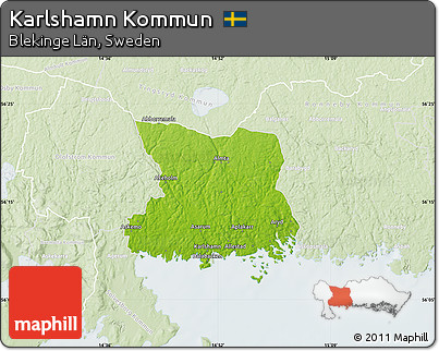 Physical Map of Karlshamn Kommun, lighten