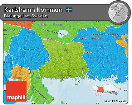 Physical Map of Karlshamn Kommun, political outside