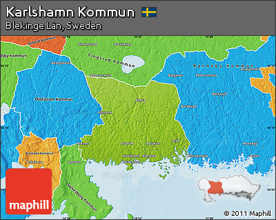 Physical Map of Karlshamn Kommun, political outside