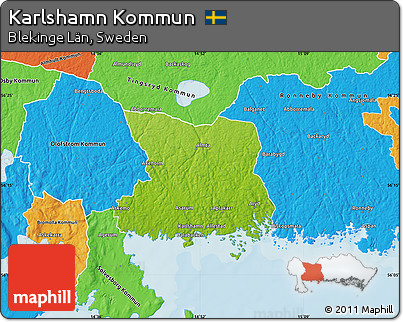 Physical Map of Karlshamn Kommun, political outside
