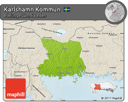 Physical Map of Karlshamn Kommun, shaded relief outside