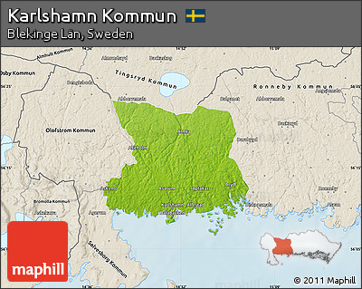 Physical Map of Karlshamn Kommun, shaded relief outside