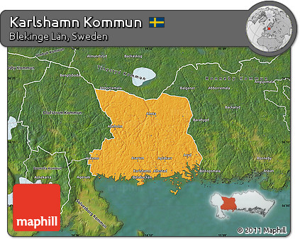 Political Map of Karlshamn Kommun, satellite outside