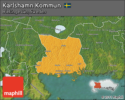 Political Map of Karlshamn Kommun, satellite outside