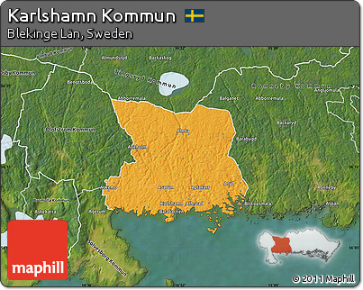 Political Map of Karlshamn Kommun, satellite outside