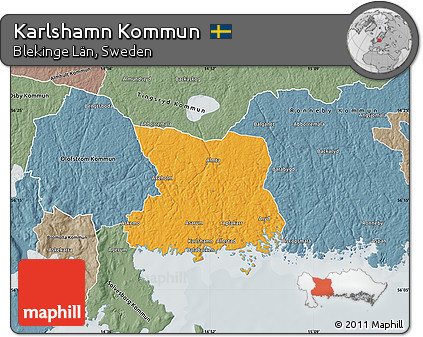 Political Map of Karlshamn Kommun, semi-desaturated