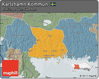 Political Map of Karlshamn Kommun, semi-desaturated