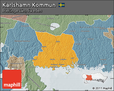 Political Map of Karlshamn Kommun, semi-desaturated