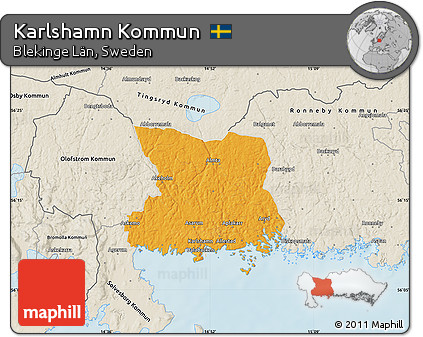 Political Map of Karlshamn Kommun, shaded relief outside