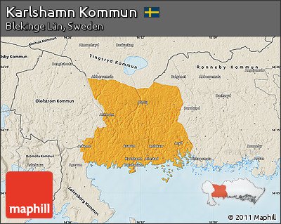 Political Map of Karlshamn Kommun, shaded relief outside