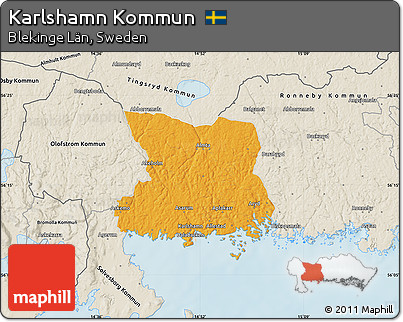 Political Map of Karlshamn Kommun, shaded relief outside