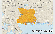 Political Map of Karlshamn Kommun, shaded relief outside