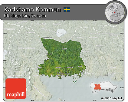 Satellite Map of Karlshamn Kommun, lighten