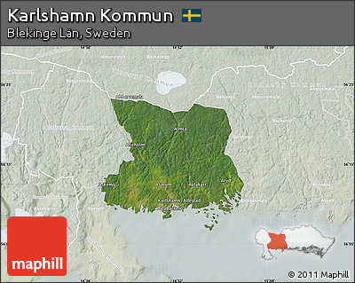Satellite Map of Karlshamn Kommun, lighten