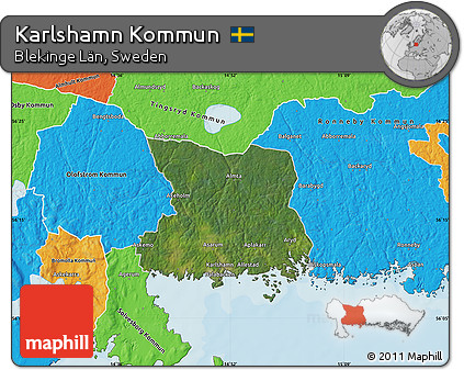Satellite Map of Karlshamn Kommun, political outside