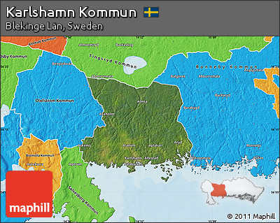 Satellite Map of Karlshamn Kommun, political outside