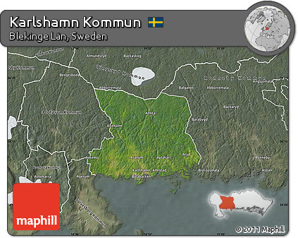 Satellite Map of Karlshamn Kommun, semi-desaturated