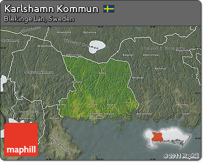 Satellite Map of Karlshamn Kommun, semi-desaturated