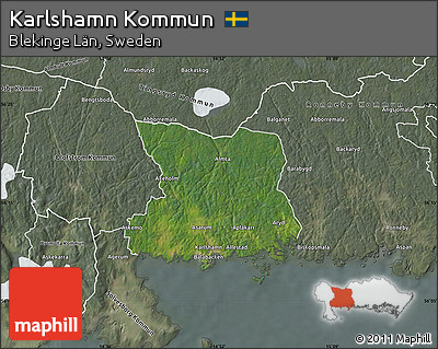 Satellite Map of Karlshamn Kommun, semi-desaturated