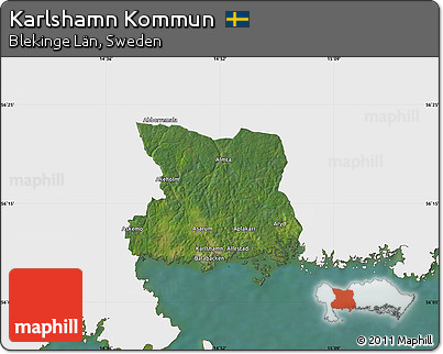 Satellite Map of Karlshamn Kommun, single color outside