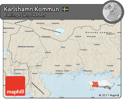 Shaded Relief Map of Karlshamn Kommun
