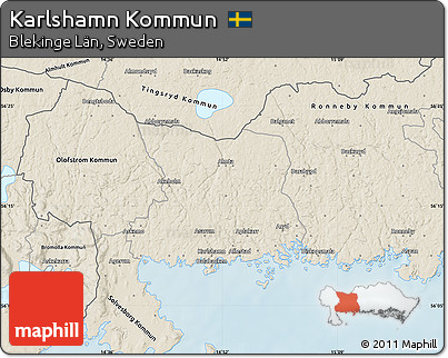 Shaded Relief Map of Karlshamn Kommun