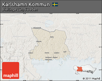 Shaded Relief Map of Karlshamn Kommun, lighten