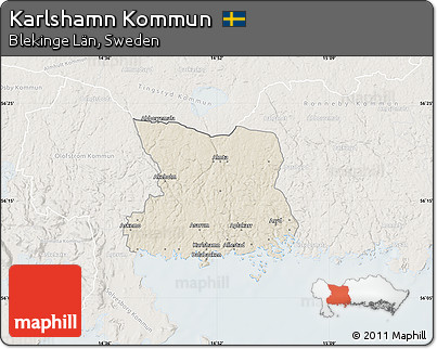 Shaded Relief Map of Karlshamn Kommun, lighten