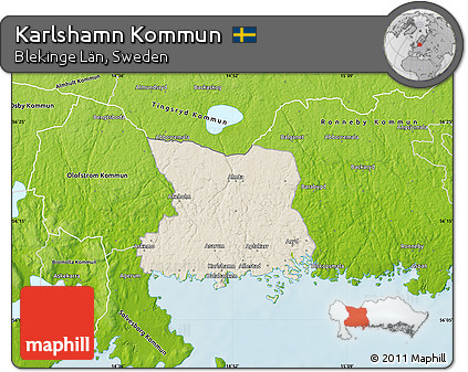 Shaded Relief Map of Karlshamn Kommun, physical outside