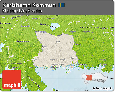 Shaded Relief Map of Karlshamn Kommun, physical outside