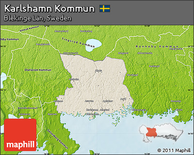 Shaded Relief Map of Karlshamn Kommun, physical outside