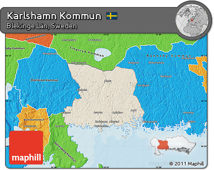 Shaded Relief Map of Karlshamn Kommun, political outside