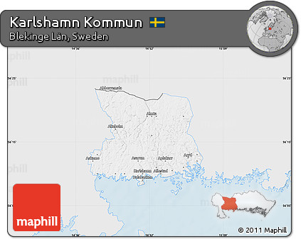Silver Style Map of Karlshamn Kommun, single color outside