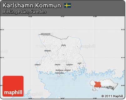 Silver Style Map of Karlshamn Kommun, single color outside