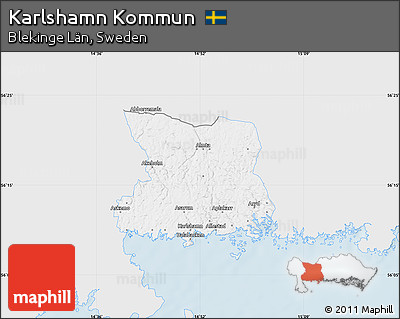 Silver Style Map of Karlshamn Kommun, single color outside
