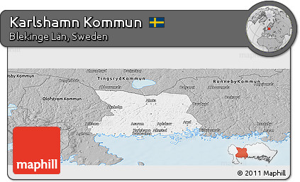 Gray Panoramic Map of Karlshamn Kommun