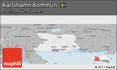 Gray Panoramic Map of Karlshamn Kommun