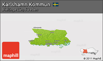 Physical Panoramic Map of Karlshamn Kommun, cropped outside