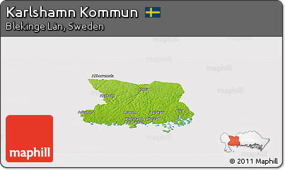 Physical Panoramic Map of Karlshamn Kommun, cropped outside