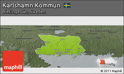 Physical Panoramic Map of Karlshamn Kommun, darken, semi-desaturated