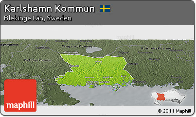 Physical Panoramic Map of Karlshamn Kommun, darken, semi-desaturated