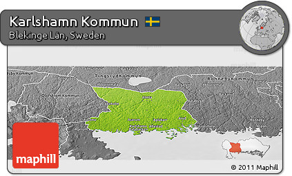 Physical Panoramic Map of Karlshamn Kommun, desaturated