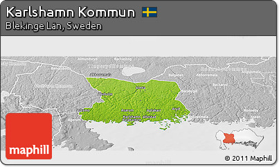 Physical Panoramic Map of Karlshamn Kommun, lighten, desaturated